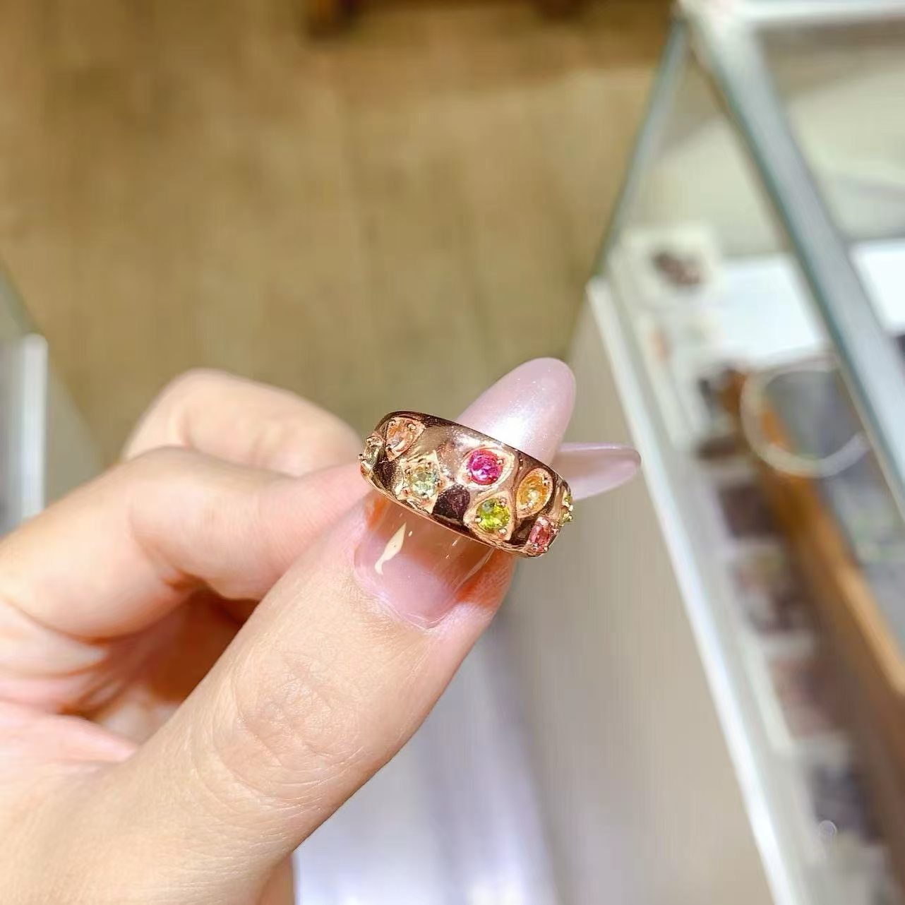 纯天然碧玺戒指
